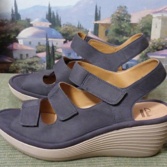 👟👟Clarks Reedly Juno Dark Gray Comfort Sandals Velcro Ortholite Size 7.5 Women - Picture 14 of 16